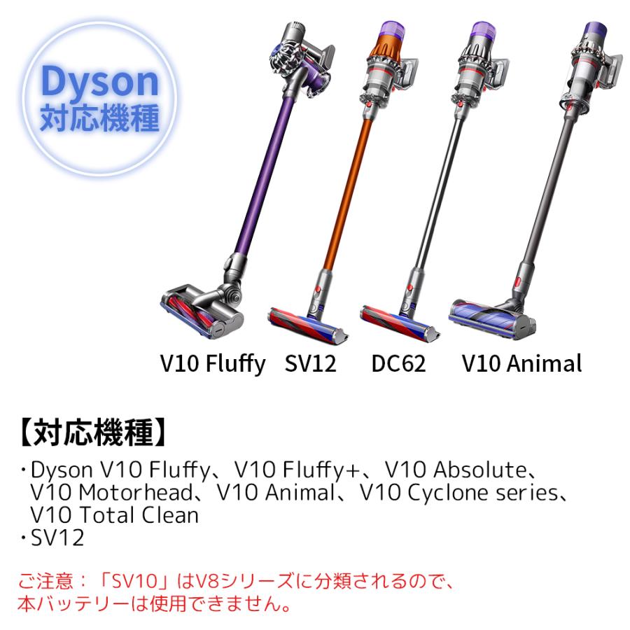 ダイソン バッテリー V10 4000mAh 互換 充電バッテリー 大容量 交換用バッテリー 互換バッテリー Fluffy/Absolute/Animal/Motorhead/SV12 掃除機用｜une-store｜12