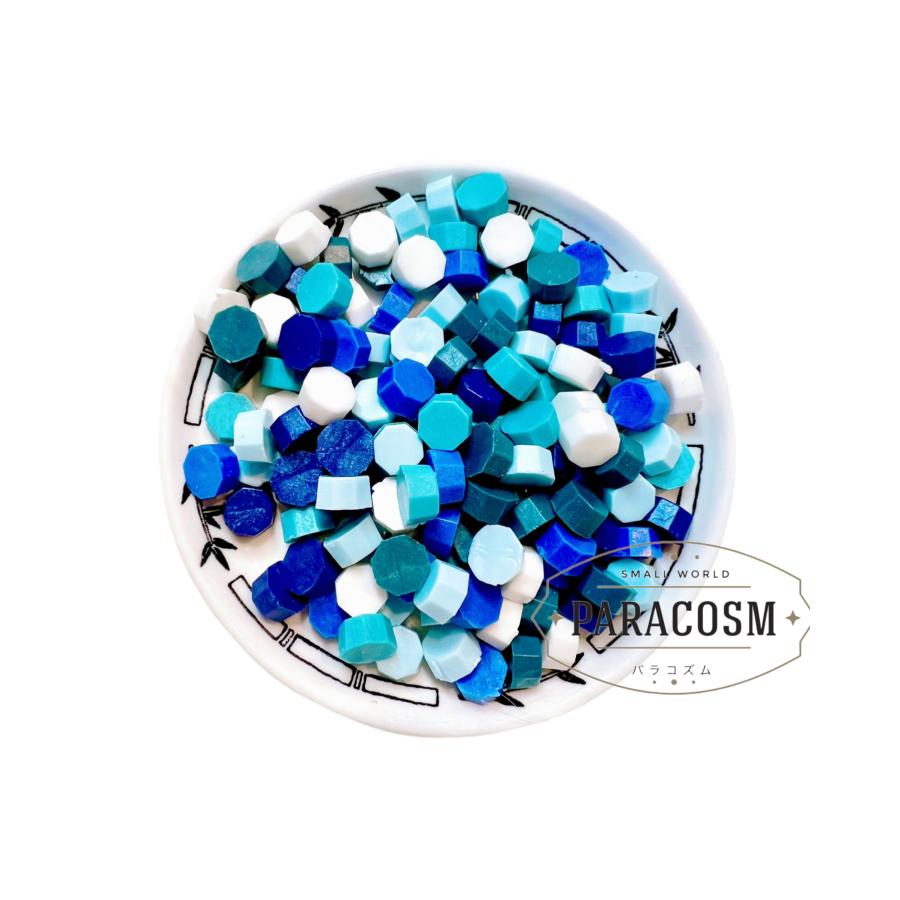 シーリングワックス  ミックス　ブルー＆ホワイト　天空　（約125粒）40ｇ　シー リングスタンプ　レター　封筒　 招待状　結婚式　ギフトボックス 　DIY用 | 