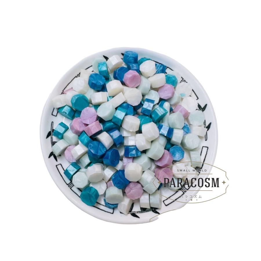 シーリングワックス  ミックス ネイビー＆紫 吹雪（約125粒）40ｇ　シーリングスタンプ　レター　封筒　招待状　結婚式　ギフトボックス　DIY用 | 