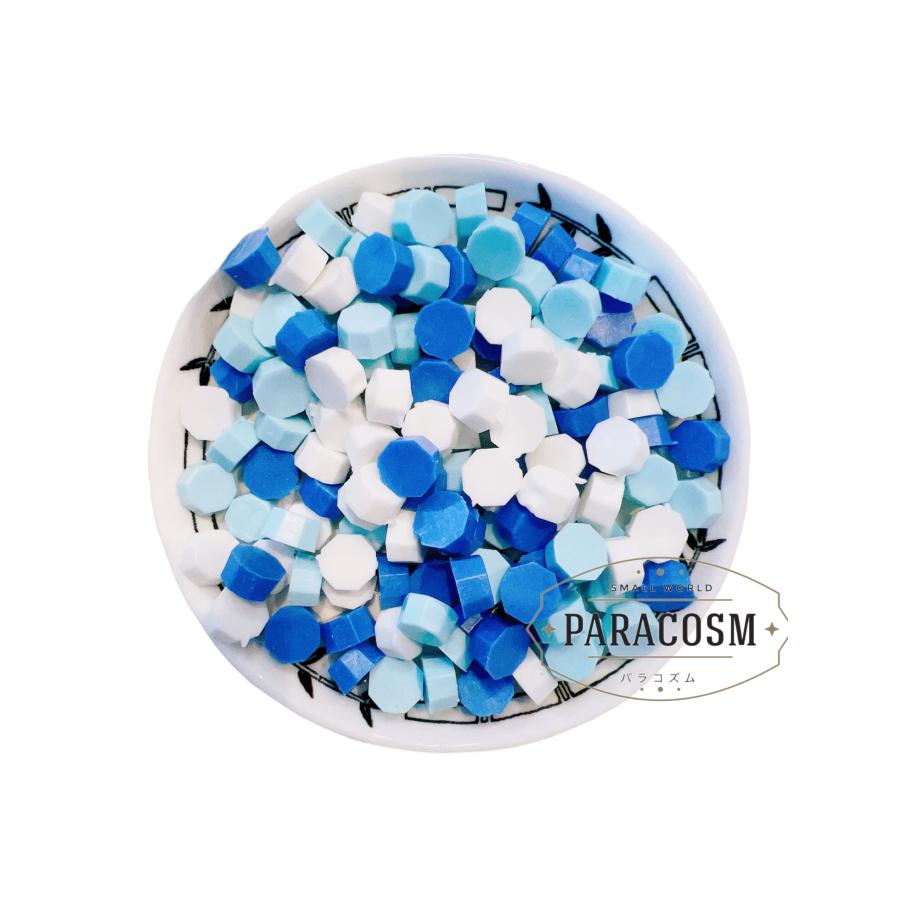 シーリングワックス  ミックス ブルー＆水色  地中海の風　（約125粒）40ｇ　シーリングスタンプ　レター　封筒　招待状　結婚式　ギフトボックス　DIY用 | 