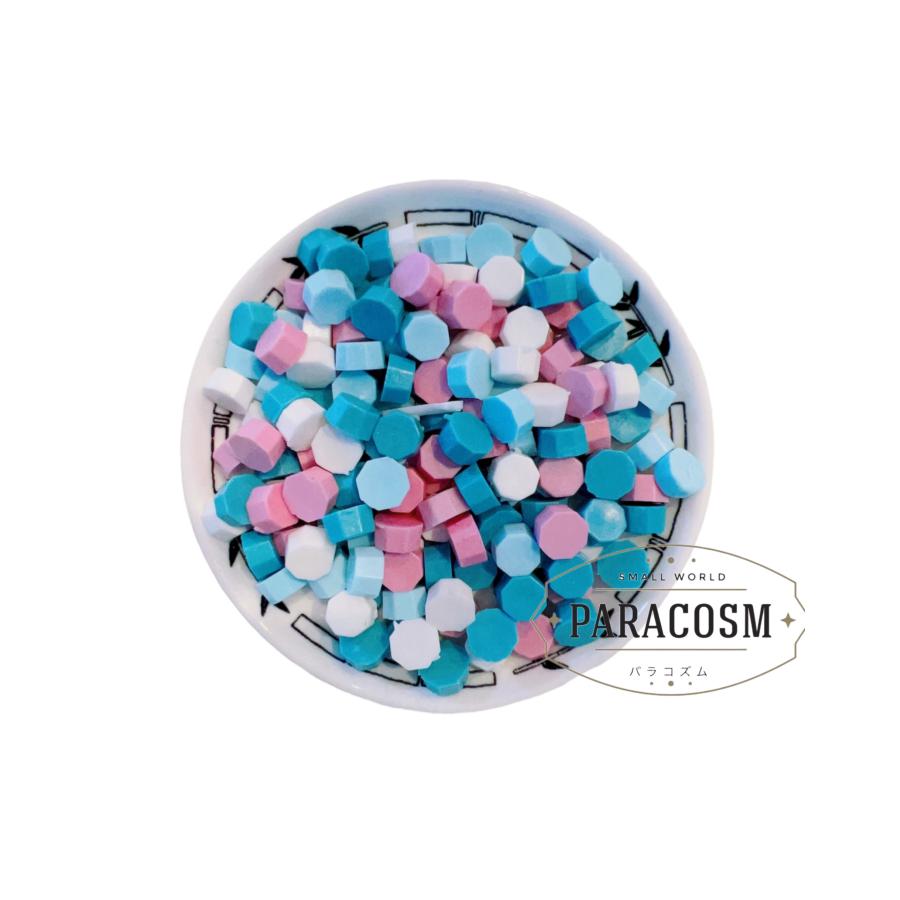 シーリングワックス  ミックス ブルー＆ピンク 初恋（約125粒）40ｇ　シーリングスタンプ　レター　封筒　招待状　結婚式　ギフトボックス　DIY用 | 