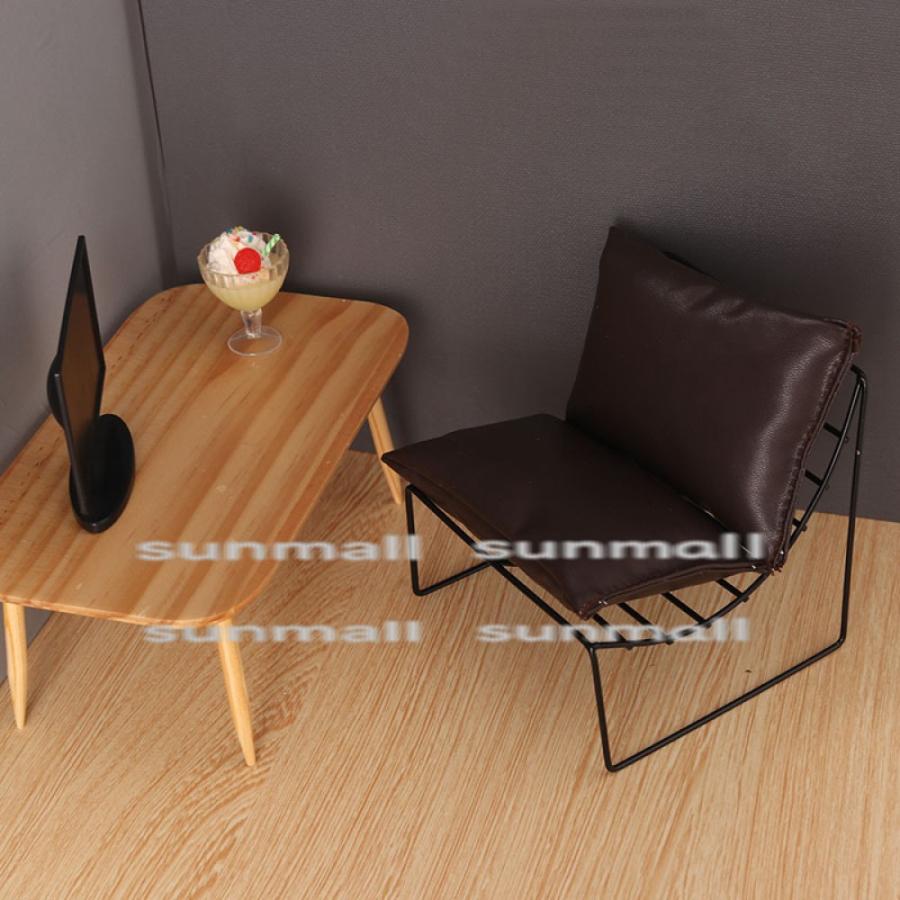 1点販売】【2色展開】ミニチュア レザーソファチェア （ブラウン