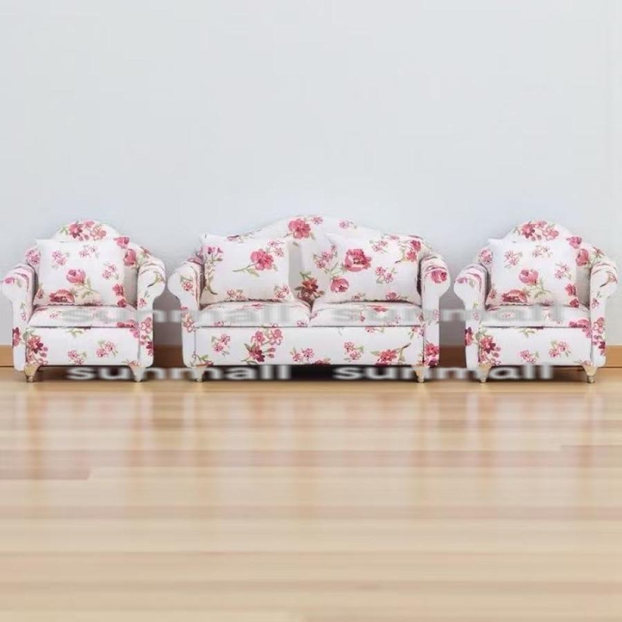 1/12スケールサイズ用 ミニチュア装飾品 美しい花のクラスターソファー