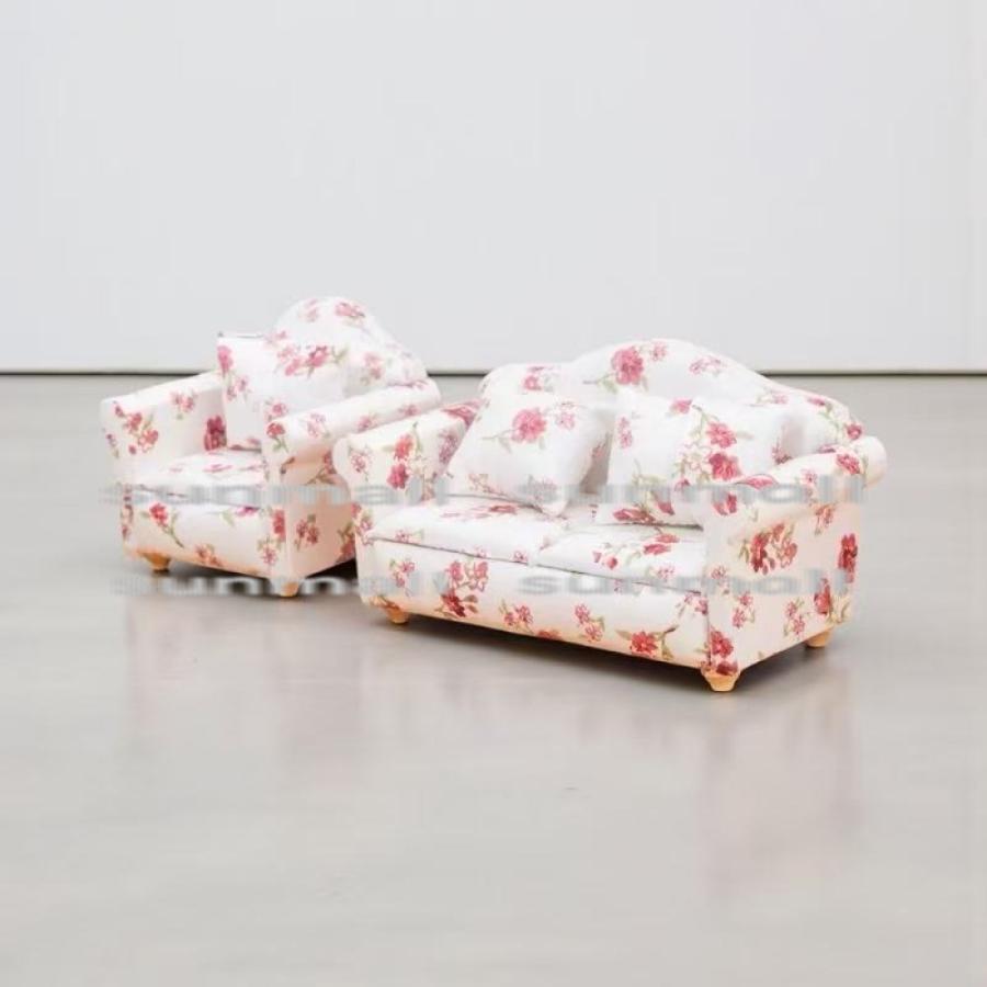 1点販売】【1人掛けソファー】ミニチュア 花柄ソファ クッション付き
