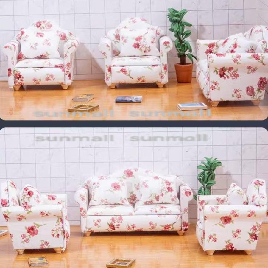 1点販売】【1人掛けソファー】ミニチュア 花柄ソファ クッション付き