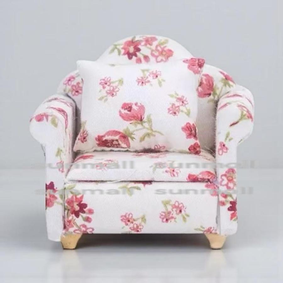 1点販売】【1人掛けソファー】ミニチュア 花柄ソファ クッション付き