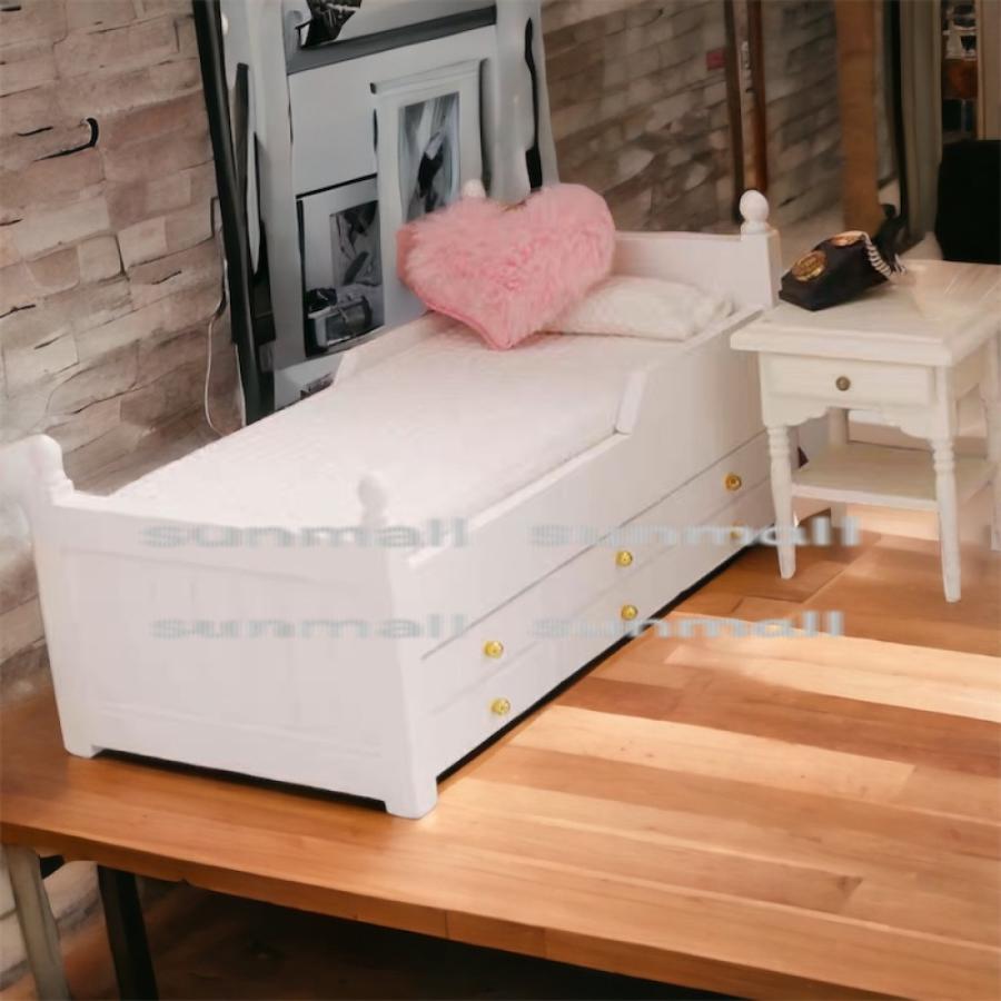 1点販売】ミニチュア ベッド 収納付きシングルベッド 枕・マット付き