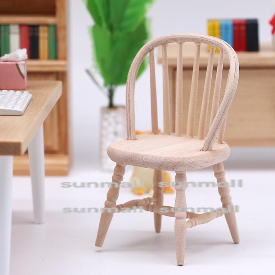 1点販売】ミニチュア 木製チェア 1/12 ドールハウス家具 北欧風 撮影