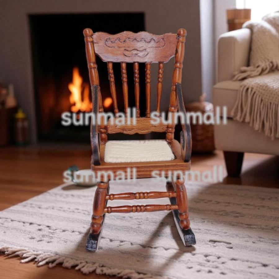 アンティーク木製ロッキングチェア小型小さな椅子ミニチュア人形椅子