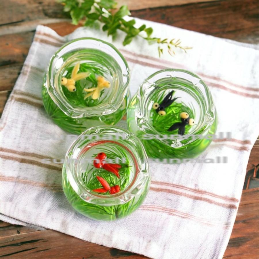 ミニチュア、ドールハウスにも♡お祭り金魚オーダーページ 1点販売】【3色を選択できる】選べる3色 金魚入りミニチュアガラス鉢