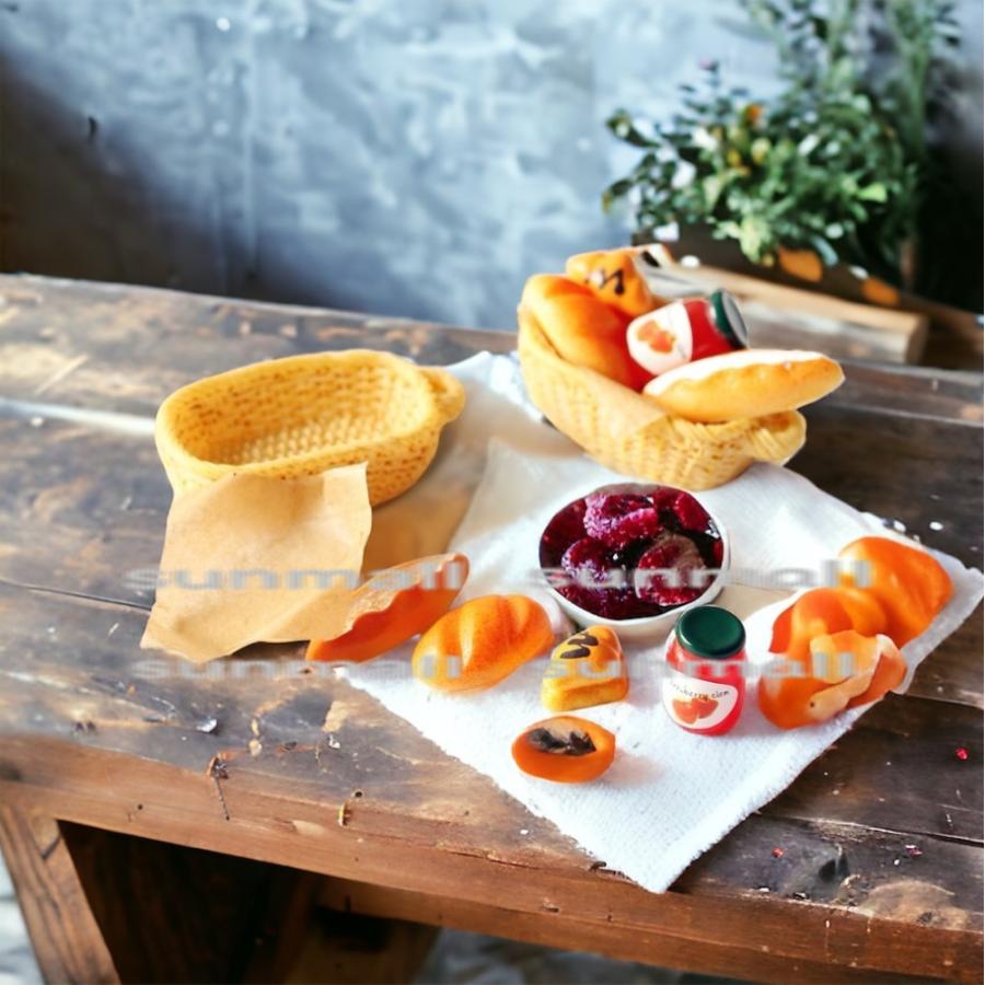 1セット5点販売】ミニチュア パン＆ジャムバスケットセット 5点入り
