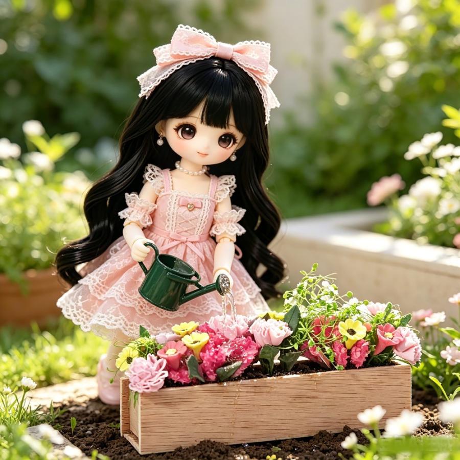 1点のみ販売】ミニチュア フラワーガーデン 木製プランター ドール