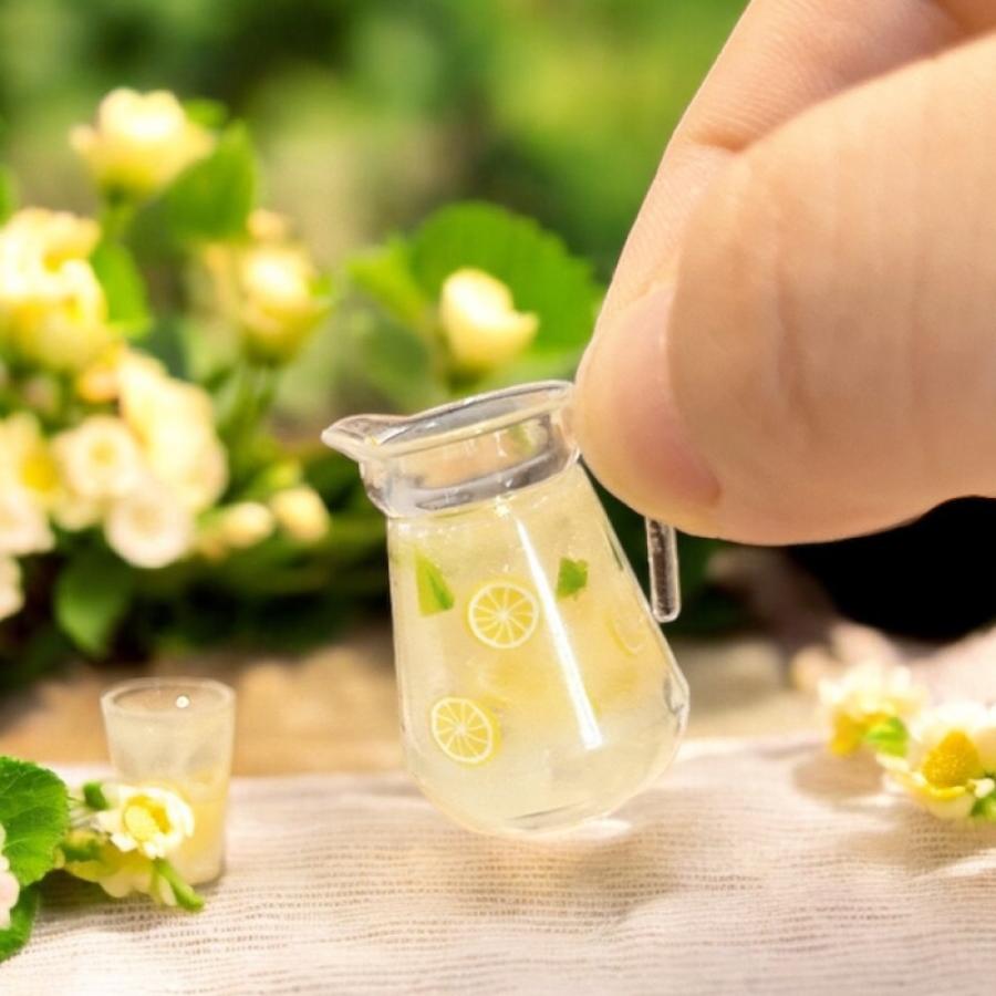 1セット3点入れ）ミニチュアレモン水ドリンクセット ドールハウス用