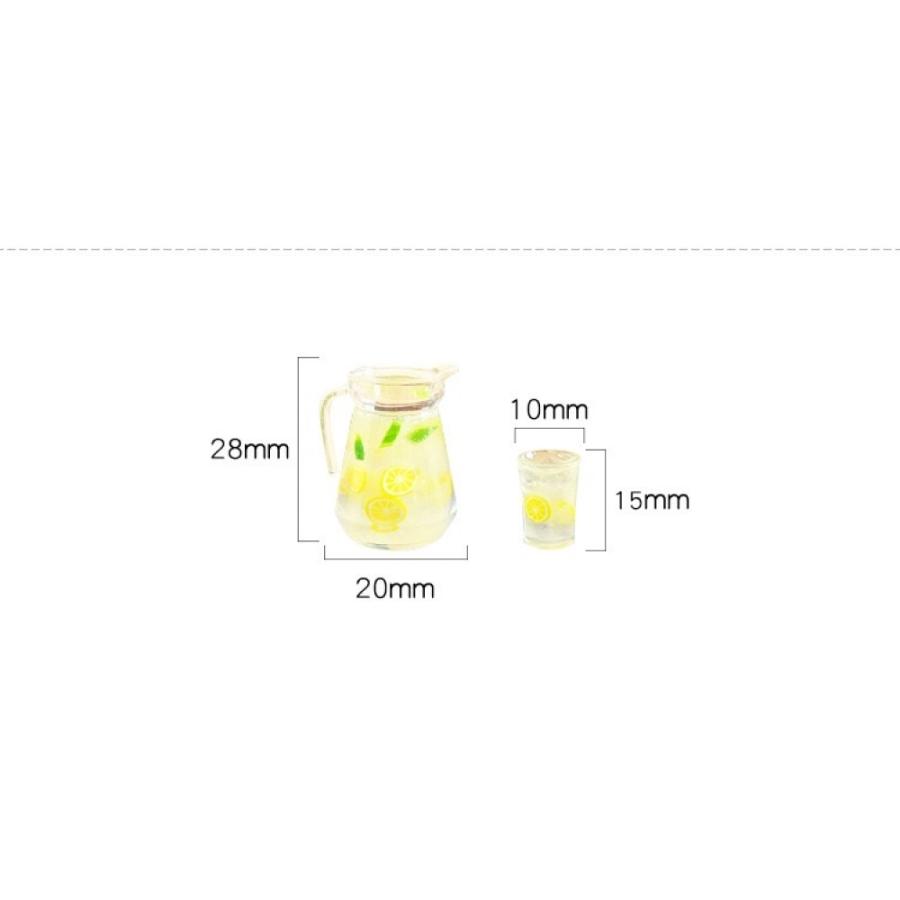 1セット3点入れ）ミニチュアレモン水ドリンクセット ドールハウス用