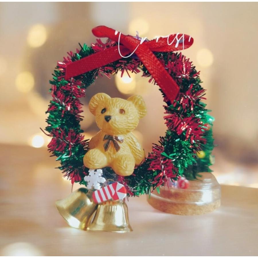 1点）ミニチュアクリスマスリース（くまちゃん付き）ドールハウス用