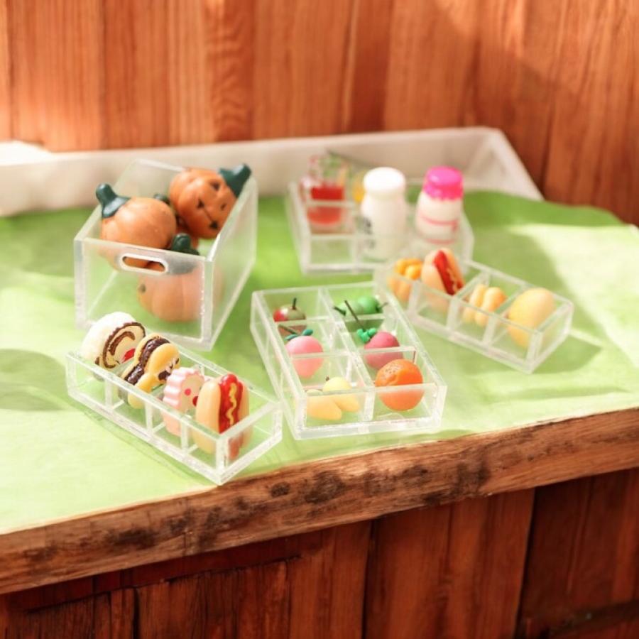 1点）ミニチュア透明格子収納ボックス ミニ収納ボックス3タイプ：透明