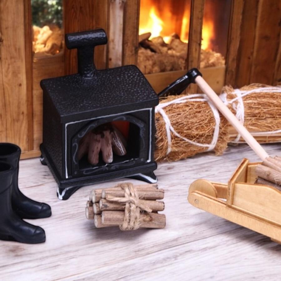 1点）ミニチュア焚き木ストーブ ドールハウス暖炉 ミニチュア暖房器具 