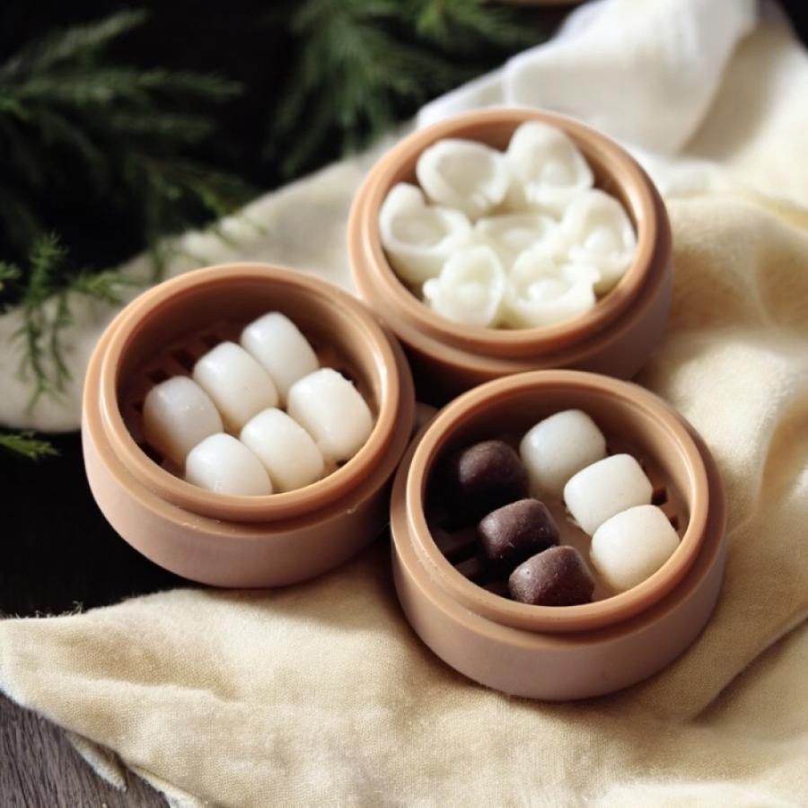 1点ランダム・指定不可)ミニチュア 飲茶点心（せいろ付き）リアル感