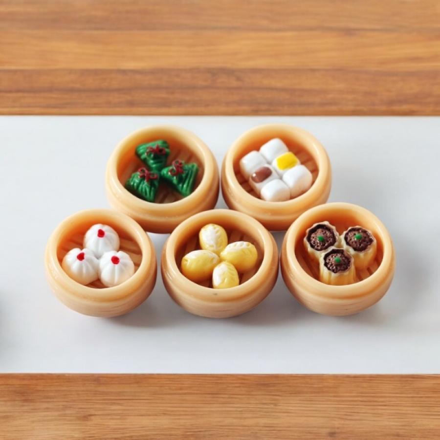 ミニッチュワールド 5点セット 1点）ミニチュア リアルかわいい！ミニチュア点心5種セット【25×8mm