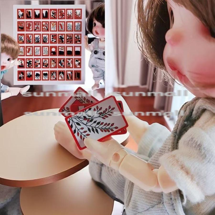 1点）ミニチュア 花札風カード 48枚フルセット／ドールハウス小物 1