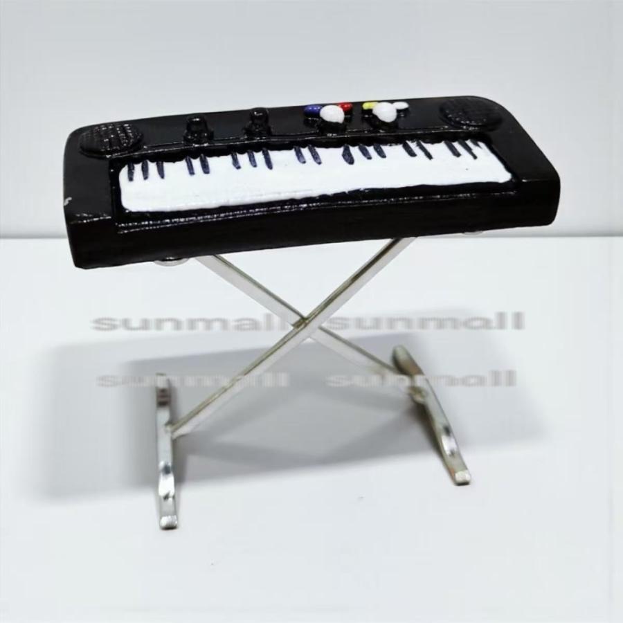 1点販売】ミニチュア電子キーボード スタンド付き ミニピアノ 1/12