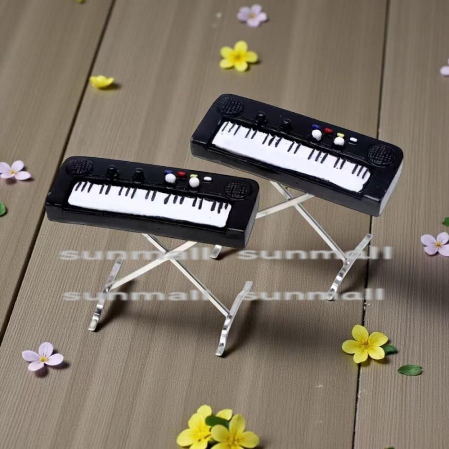 1点販売】ミニチュア電子キーボード スタンド付き ミニピアノ 1/12