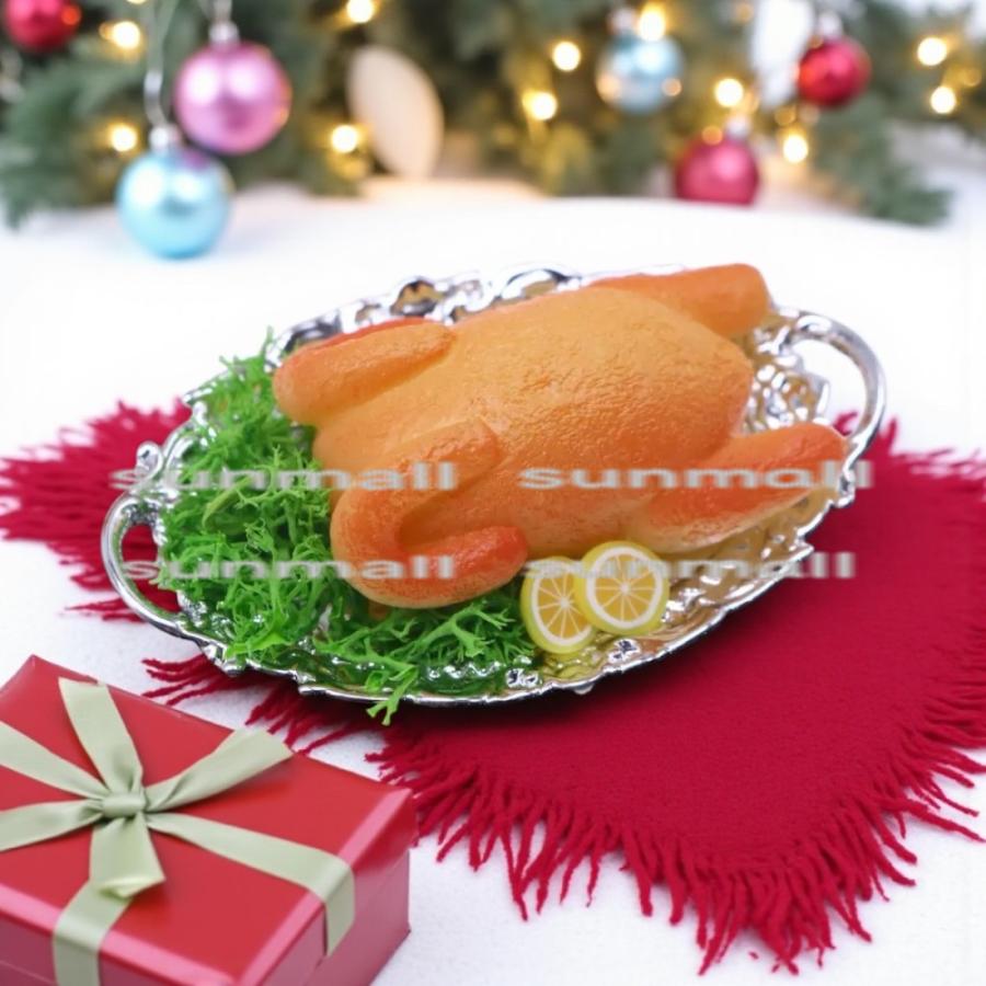 1点】ミニチュア 七面鳥 ローストチキン風 クリスマス飾りプレート 
