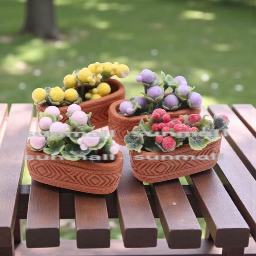 y196◆室内を華やかに◆ ミニチュア 花 植物 鉢植 観葉植物 ドールハウス 1点販売】【選べる4色】ドールハウス用ミニチュアベリー鉢植え