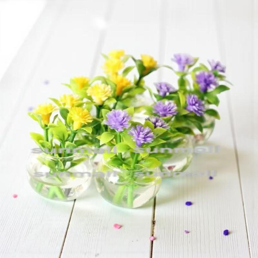 1点販売】【選べる2色】ミニチュア 花瓶入り 造花 ドールハウス