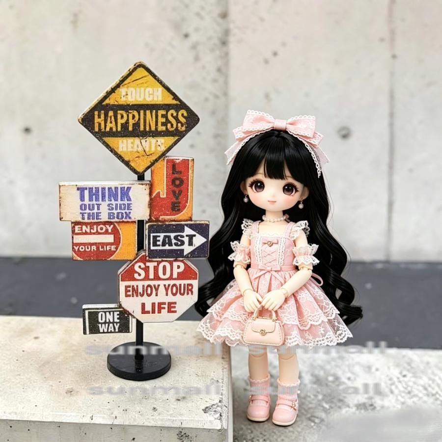 【1点のみ販売】【2タイプから選べる】ミニチュア 木製ロードサイン ヴィンテージ風 標識オブジェ ドールハウス ジオラマ インテリア |  | 07