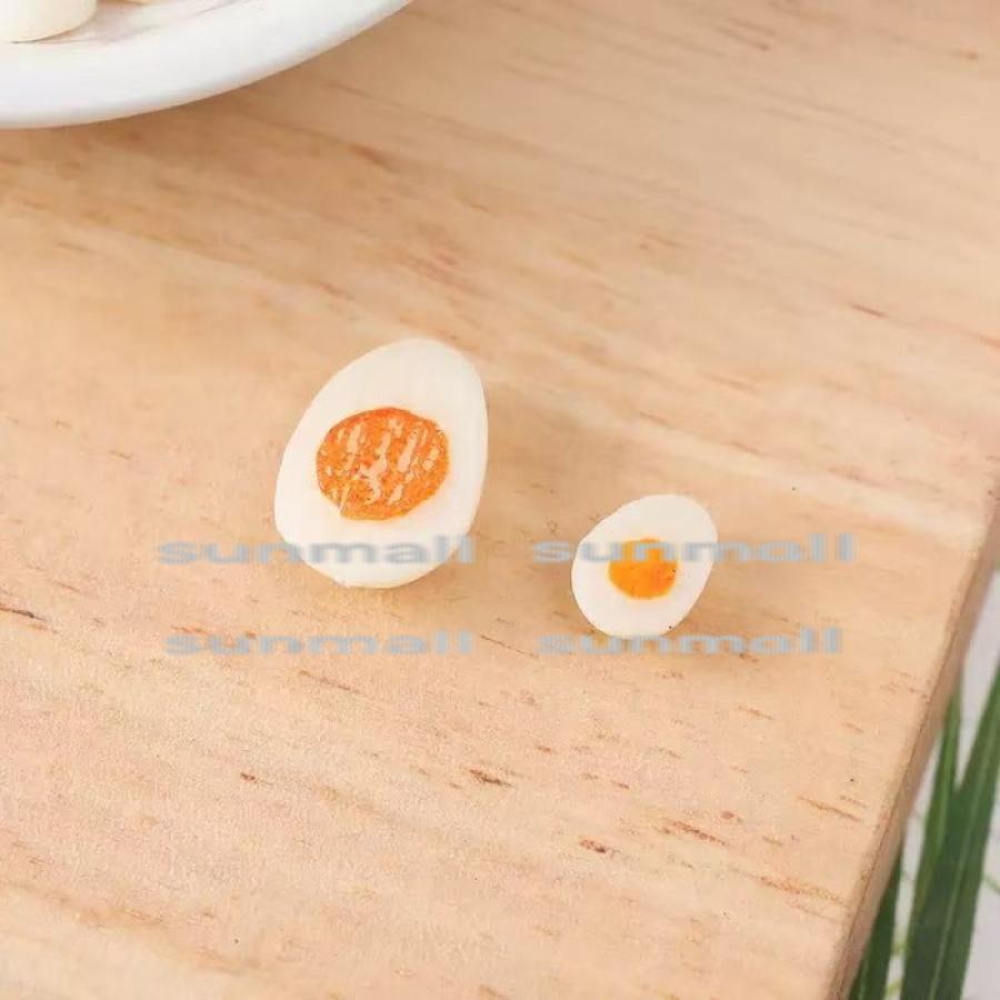 【1点のみ販売】【2サイズから選べる】ミニチュア 半熟ゆで卵 パーツ 樹脂製 ドールハウス ミニチュアフード ハンドメイド デコパーツ リアル食品サンプル |  | 08