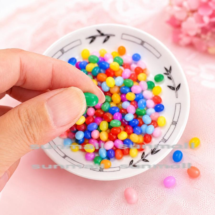 【5点セット販売】【ランダム発送】ミニチュア ゼリービーンズ カラフル 樹脂パーツ ドールハウス ミニチュアフード デコパーツ ハンドメイド 約7mm |  | 09