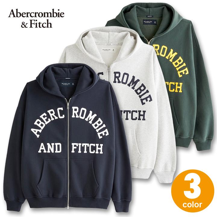 アバクロンビー＆フィッチ メンズ バーシティーロゴ ジップアップ 