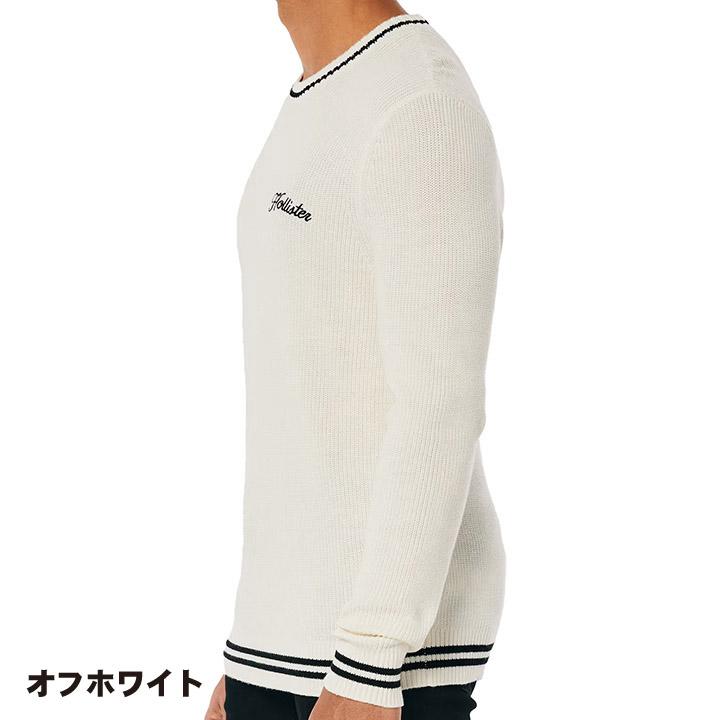 ホリスター メンズ ロゴ刺繍 バーシティークルーネックセーター ニット Hollister Varsity Crew Neck Sweater Knit 2カラー: ブラック、オフホワイト｜unechambre｜10