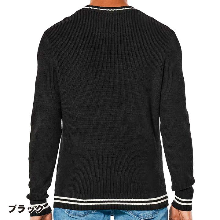 ホリスター メンズ ロゴ刺繍 バーシティークルーネックセーター ニット Hollister Varsity Crew Neck Sweater Knit 2カラー: ブラック、オフホワイト｜unechambre｜05