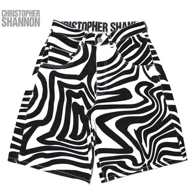 CHRISTOPHER SHANNON (クリストファー シャノン) SWIRL SHORTS (BLACK/WHITE) ショーツ/プリント/ゼブラ柄/渦巻き/UNISEX ブラック/ホワイト