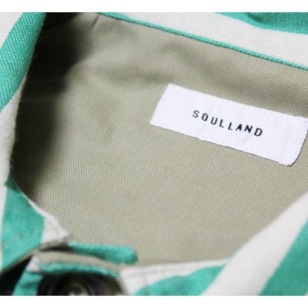 SOULLAND (ソウルランド) STEWART REVERSIBLE JACKET (GREEN) リバーシブル/ワーク/ジャケット/ストライプ/UNISEX グリーンの画像