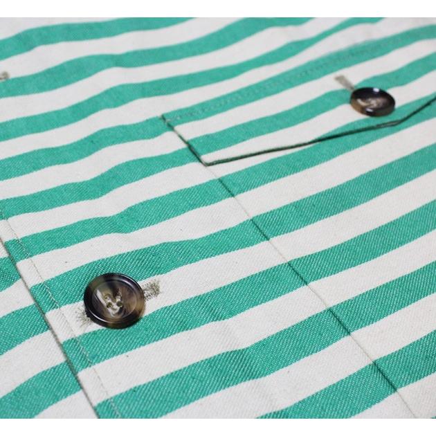 SOULLAND (ソウルランド) STEWART REVERSIBLE JACKET (GREEN) リバーシブル/ワーク/ジャケット/ストライプ/UNISEX グリーンの画像