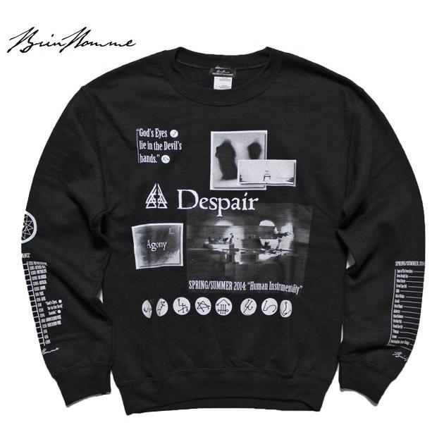 BRIU HOMME (ブリウ オム) ASPEPTIC VIEW SWEATSHIRT (BLACK) スウェットシャツ/クルーネック/プリント/UNISEX ブラック
