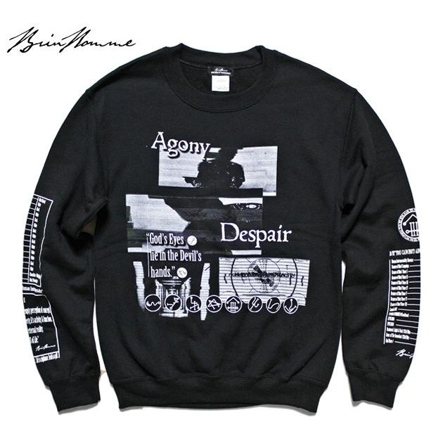 BRIU HOMME (ブリウ オム) DILUTED VOID SWEATSHIRT (BLACK) スウェットシャツ/クルーネック/プリント/UNISEX ブラック