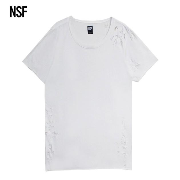 全額返金対応 NSF CLOTHING エヌエスエフ PHILIPPE TEE WHITE SUPER DESTROY ダメージ プレーン Tシャツ  無地 UNISEX ホワイト アウトレット買取 -pedo.pk
