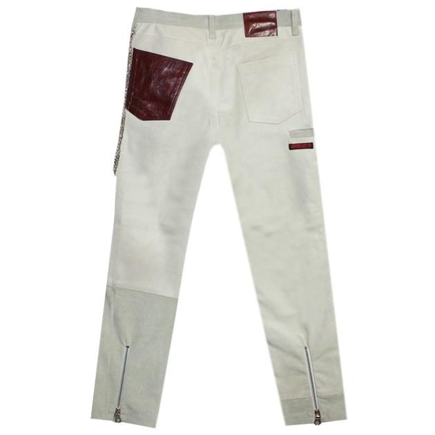 HOMME BOY (オム ボーイ) MOD. 8C CONTRAST LEATHER JEANS (BEIGE) レザー/スウェード/パンツ/チェーン/UNISEX ベージュの画像