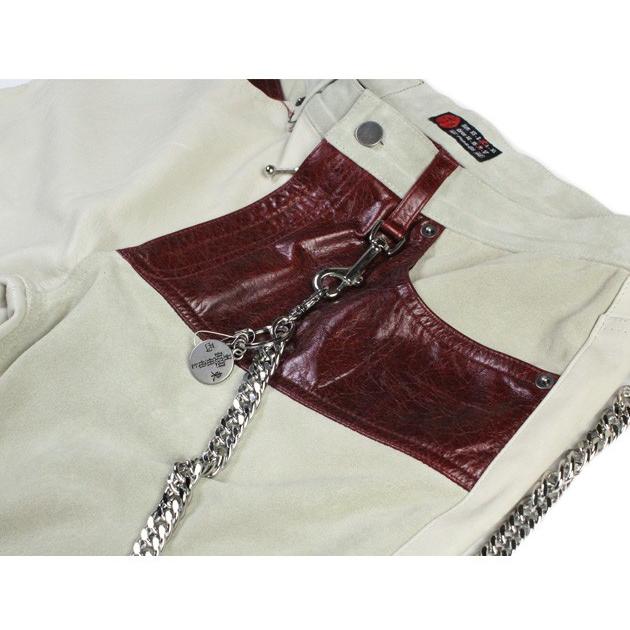 HOMME BOY (オム ボーイ) MOD. 8C CONTRAST LEATHER JEANS (BEIGE) レザー/スウェード/パンツ/チェーン/UNISEX ベージュの画像