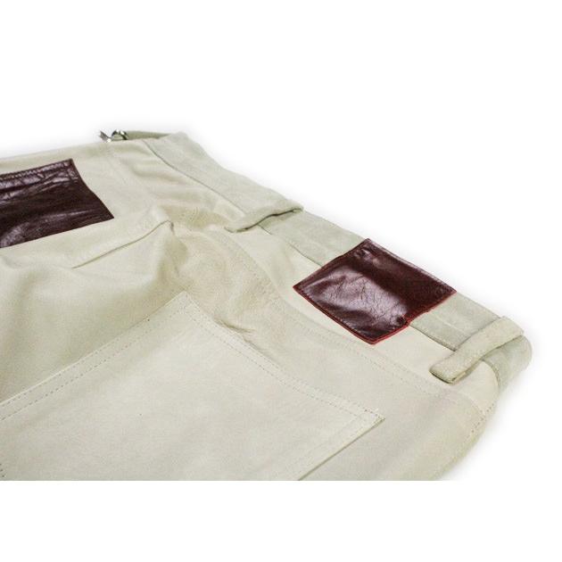 HOMME BOY (オム ボーイ) MOD. 8C CONTRAST LEATHER JEANS (BEIGE) レザー/スウェード/パンツ/チェーン/UNISEX ベージュの画像