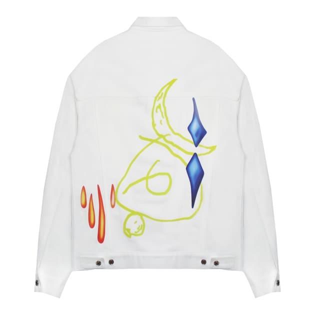 ROCHAMBEAU (ロシャンボー) SHORT JACKET (WHITE) [デニムジャケット/グラフィック/ペイント/オーバーサイズ/UNISEX] [ホワイト]の画像