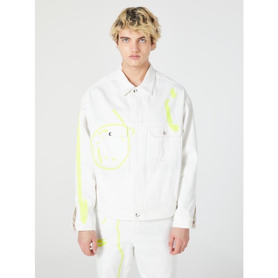 ROCHAMBEAU (ロシャンボー) SHORT JACKET (WHITE) [デニムジャケット/グラフィック/ペイント/オーバーサイズ/UNISEX] [ホワイト]の画像