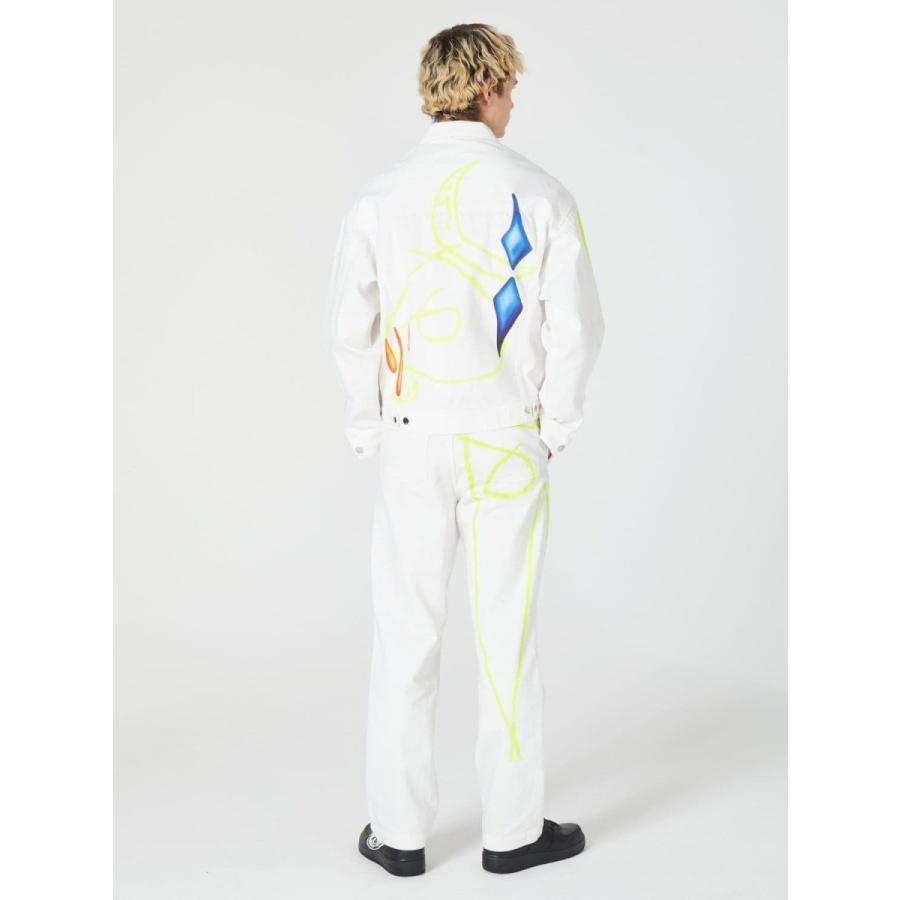 ROCHAMBEAU (ロシャンボー) SHORT JACKET (WHITE) [デニムジャケット/グラフィック/ペイント/オーバーサイズ/UNISEX] [ホワイト]の画像