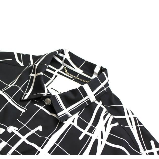 ROCHAMBEAU (ロシャンボー) SHORT JACKET (GRID) [デニムジャケット/グラフィック/オーバーサイズ/UNISEX] [ブラック]の画像