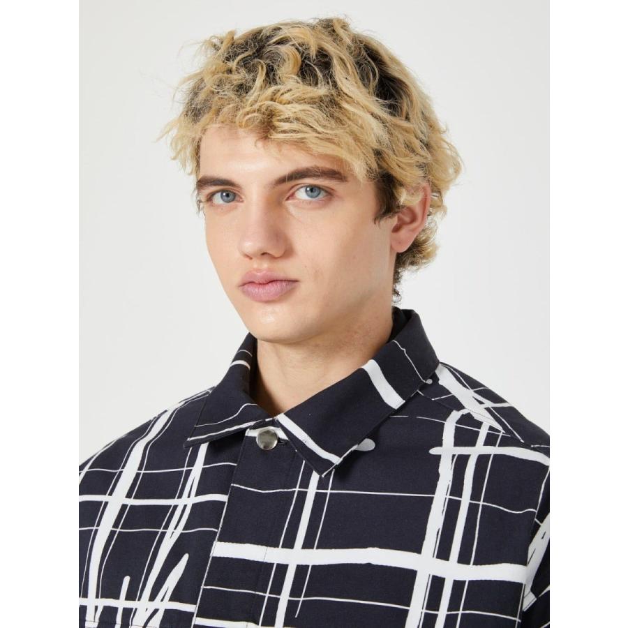ROCHAMBEAU (ロシャンボー) SHORT JACKET (GRID) [デニムジャケット/グラフィック/オーバーサイズ/UNISEX] [ブラック]の画像