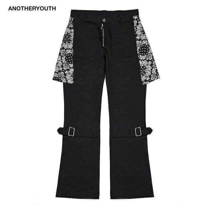 ANOTHERYOUTH (アナザーユース) PAISLEY STRAP PANTS (BLACK 